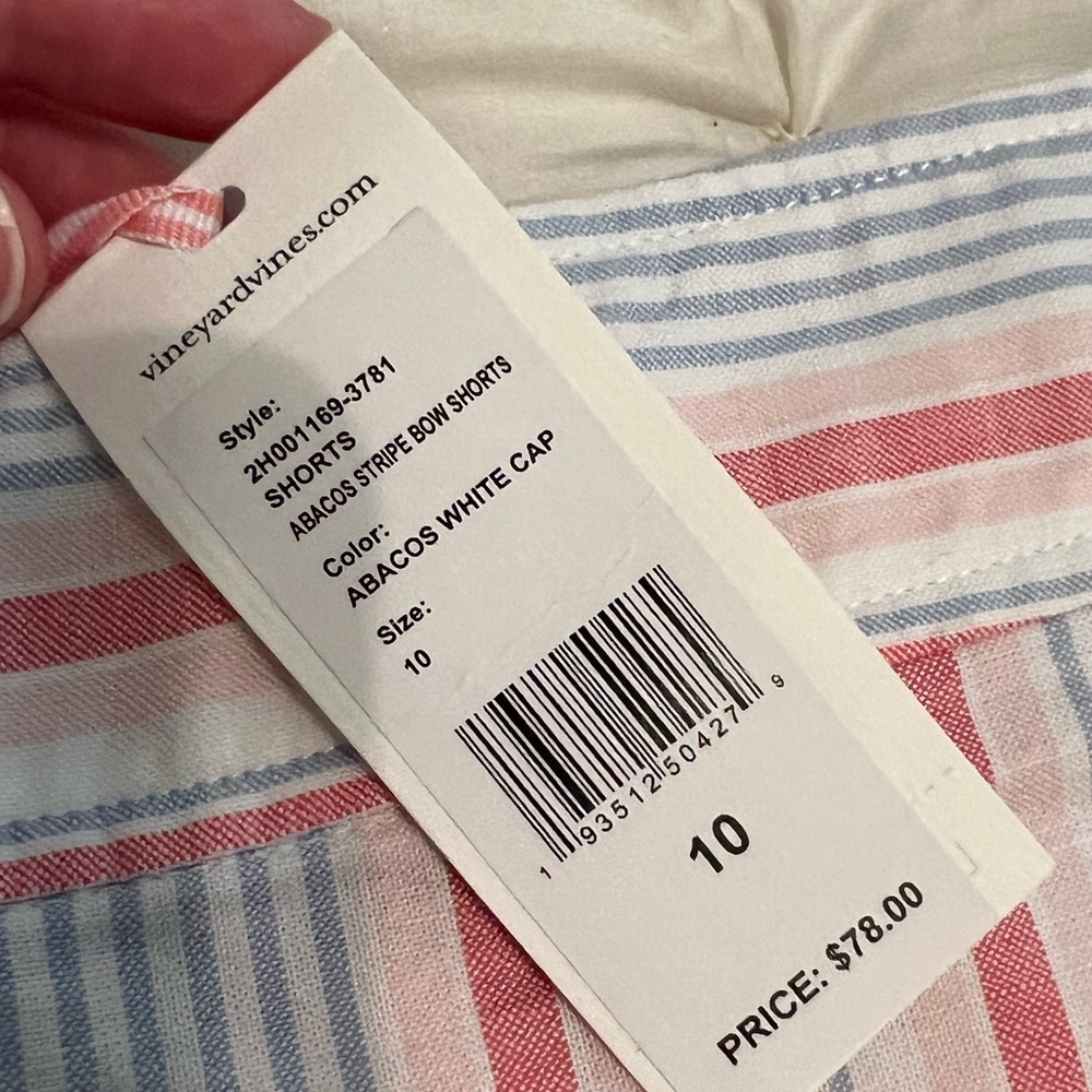 NWT Vineyard Vines Abacos Stripe Bow Shorts |10 in Abacos White Cap - Picture 4 of 9